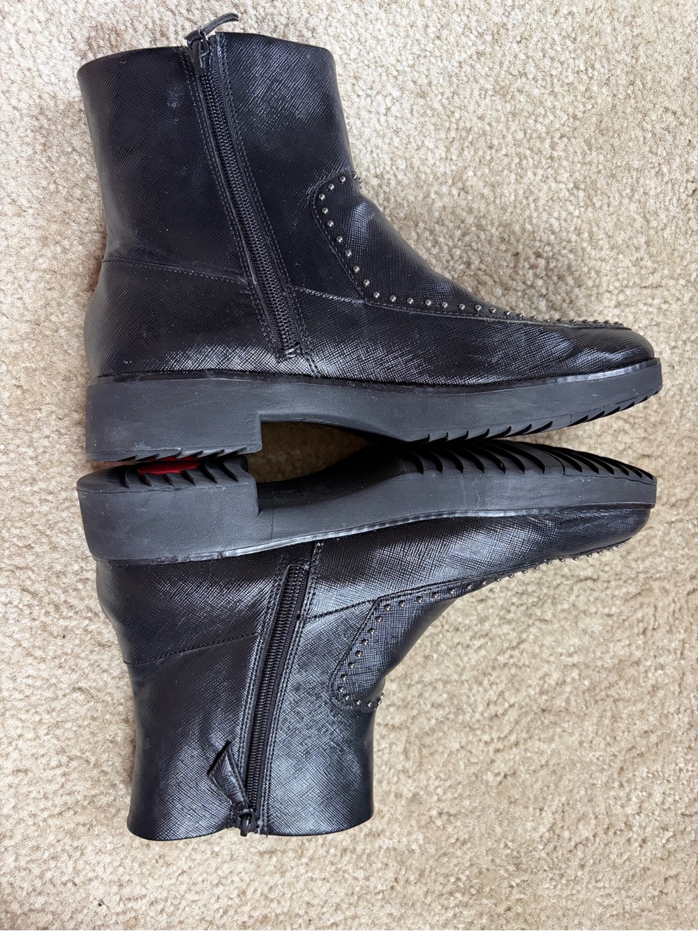 Fitflop Kinbey Black Studded Textured Faux Leather Ankle Boots - Picture 5 of 9